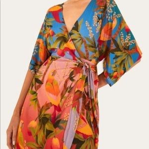 Farm Rio Mini Envelope Style Dress Ombré bird print - L
